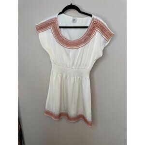 I.Ner Womens Cream dress short sleeve embroidered boat‎ neck elastic waist
